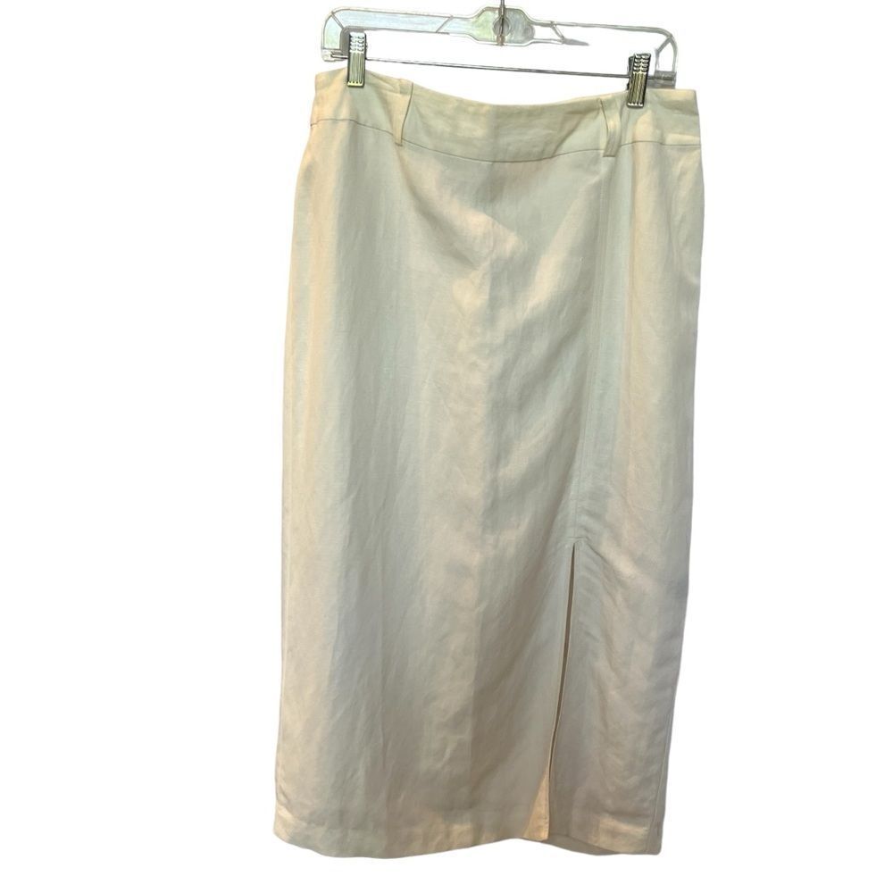 Evan Picone Women's Linen Blend Lined Maxi Skirt Cream Size 12